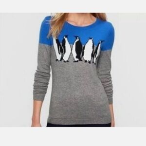Talbots Blue and Gray Penguin Sweater medium petite